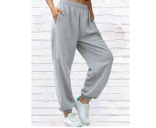 Women's Active Yoga Lounge Sweat Pants Running Workout Joggers Sweatpants with Pockets (Color: Gray)