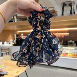 Tulip Embroidered Scrunchie With Hair Rope and Women's Rubber Band (Color: Flower)