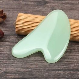 Natural Resin + Jade Gua sha Body Massage Scraper Gau Sha (Color: Light green jade)