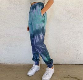 Women's Tie-dye Printed Small-foot Bloomers / Casual Pants (Color: Blue)