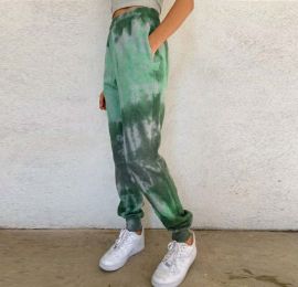Women's Tie-dye Printed Small-foot Bloomers / Casual Pants (Color: Green)
