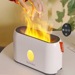 200ML Flame Lights Aroma Diffusers 3D Flame Air Humidifier Ultrasonic Oil Diffuser (Color: White)