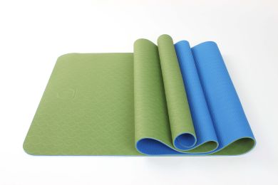 Maji Sports 2 TONE TPE PREMIUM YOGA MAT (Color: Green-Dark Blue)