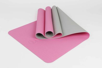 Maji Sports 2 TONE TPE PREMIUM YOGA MAT (Color: Fabric Pink-Gray)