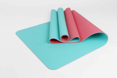 Maji Sports 2 TONE TPE PREMIUM YOGA MAT (Color: Blue-Pink)