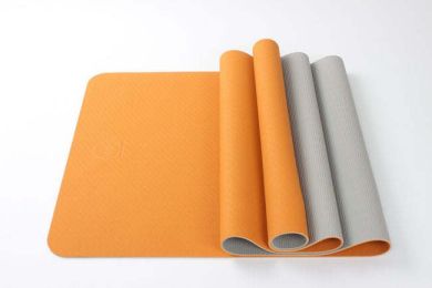 Maji Sports 2 TONE TPE PREMIUM YOGA MAT (Color: Orange-Gray)