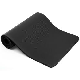 0.6-inch (1.5cm) Thick Yoga Mat Anti-Tear High Density NBR Exercise Mat Anti-Slip Fitness Mat (Color: Black)