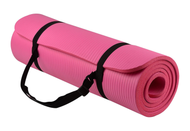 0.3" (0.8cm) Thick Yoga Mat with Carrying Strap (Color: Pink)