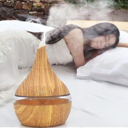 300ML LED Essential Oil Diffuser (Color: Shallow wood grain)