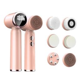 6 N 1 LED FACIAL CLEANSING SYSTEM (Color: Pink)